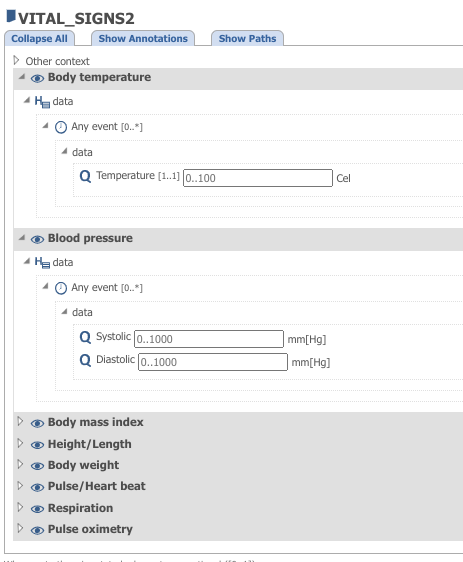 example vital signs template