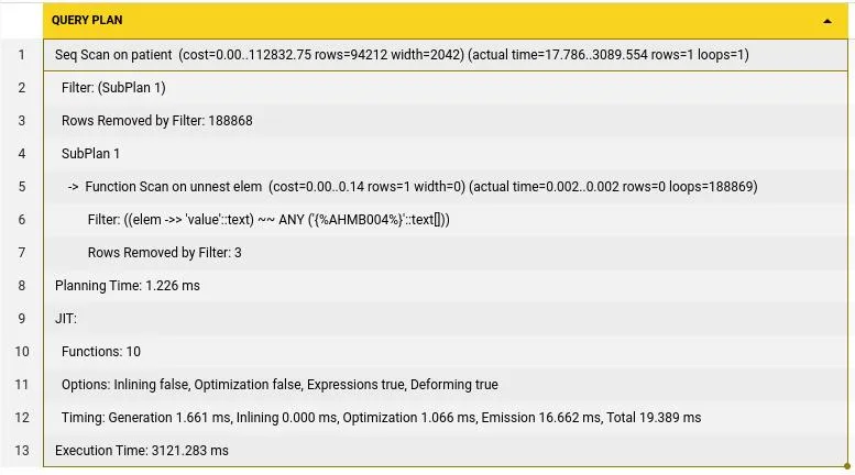 query plan for identifier search