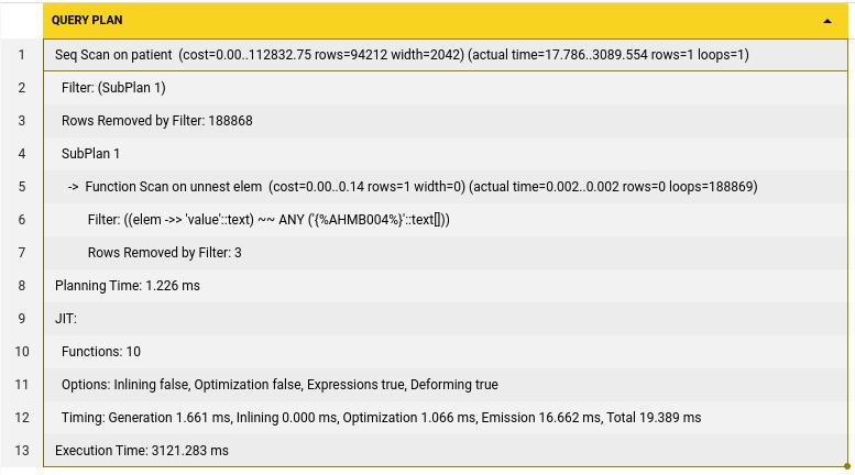 query plan for identifier search