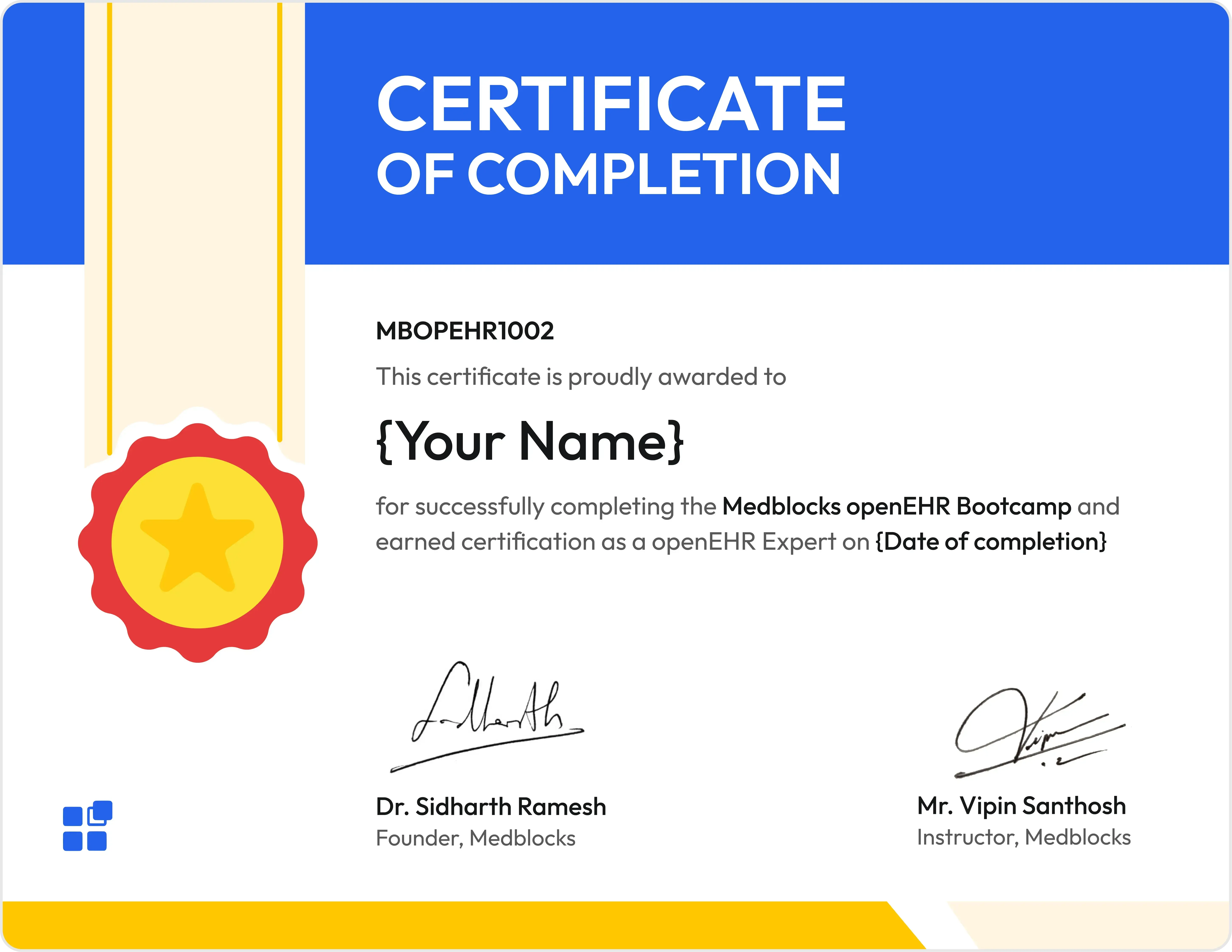 FHIR Bootcamp certificate