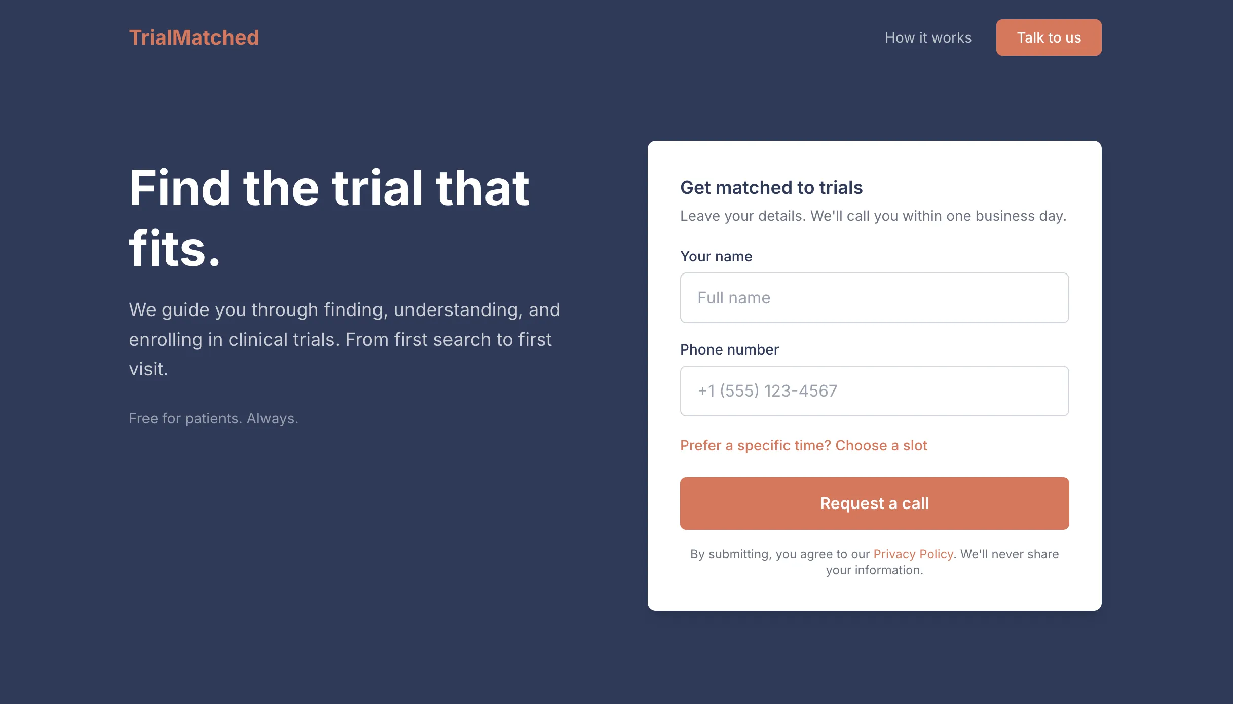 Trialmatched.com home page