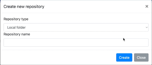 Create repository dialog box