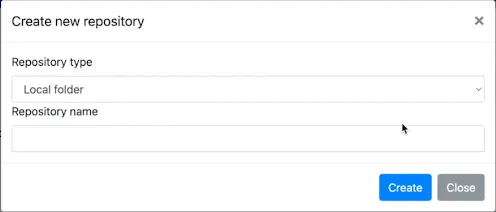Create repository dialog box