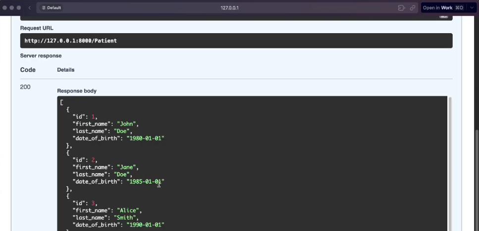 GET output to retrieve all patients