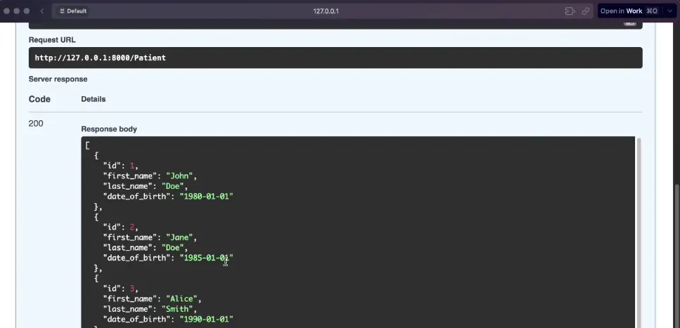 GET output to retrieve all patients
