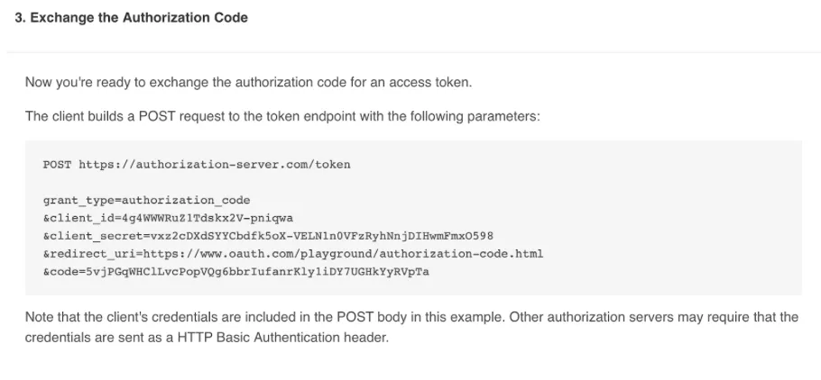 exchanging authorization code