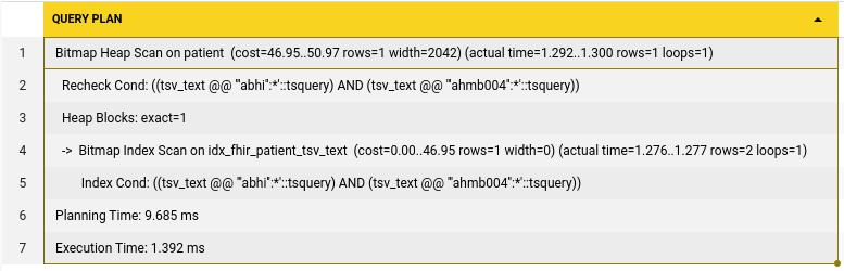 query plan for name and identiifier search