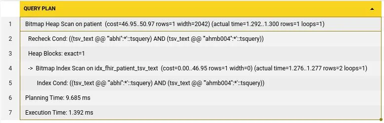 query plan for name and identiifier search
