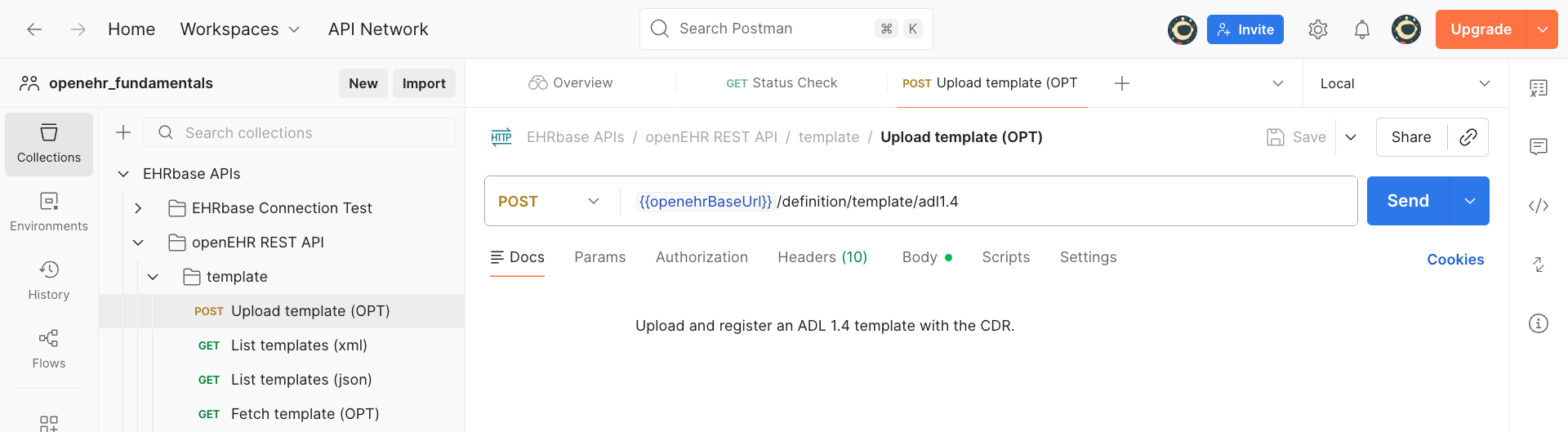 the upload template opt file