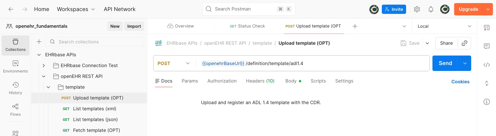the upload template opt file