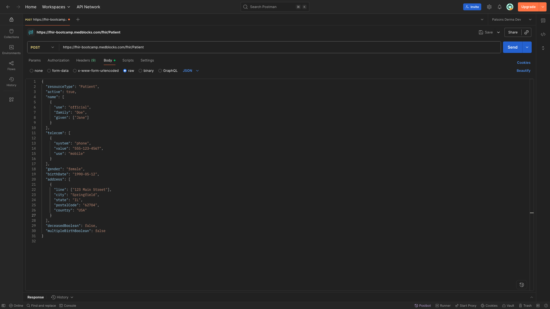 Create a FHIR Patient Resource Exercise Step 2