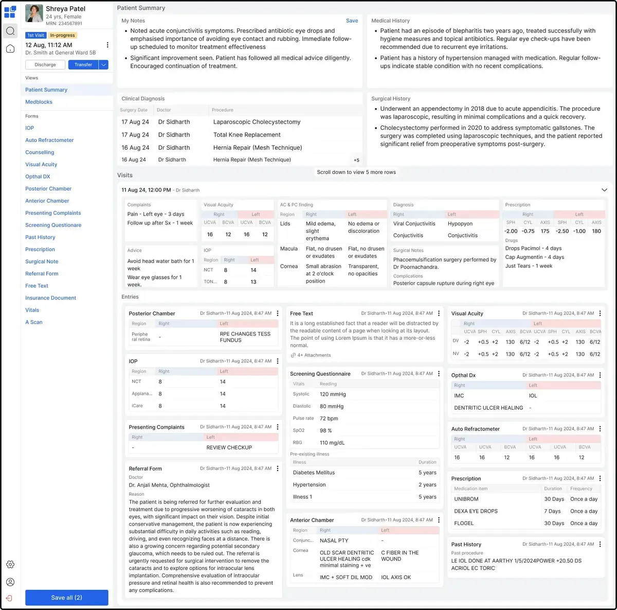 updated visual cues for clinician dashboard