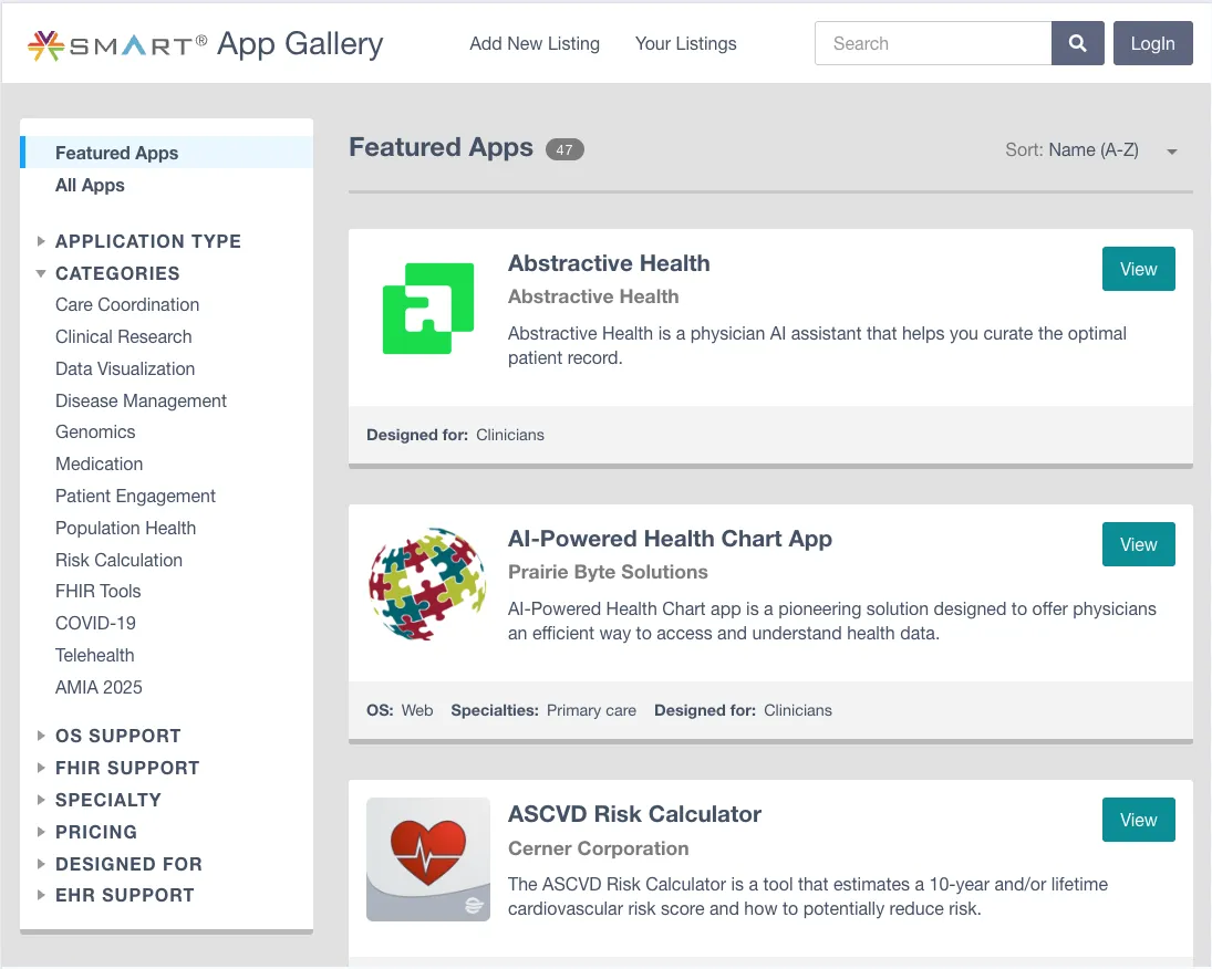 SMART on FHIR App Gallery