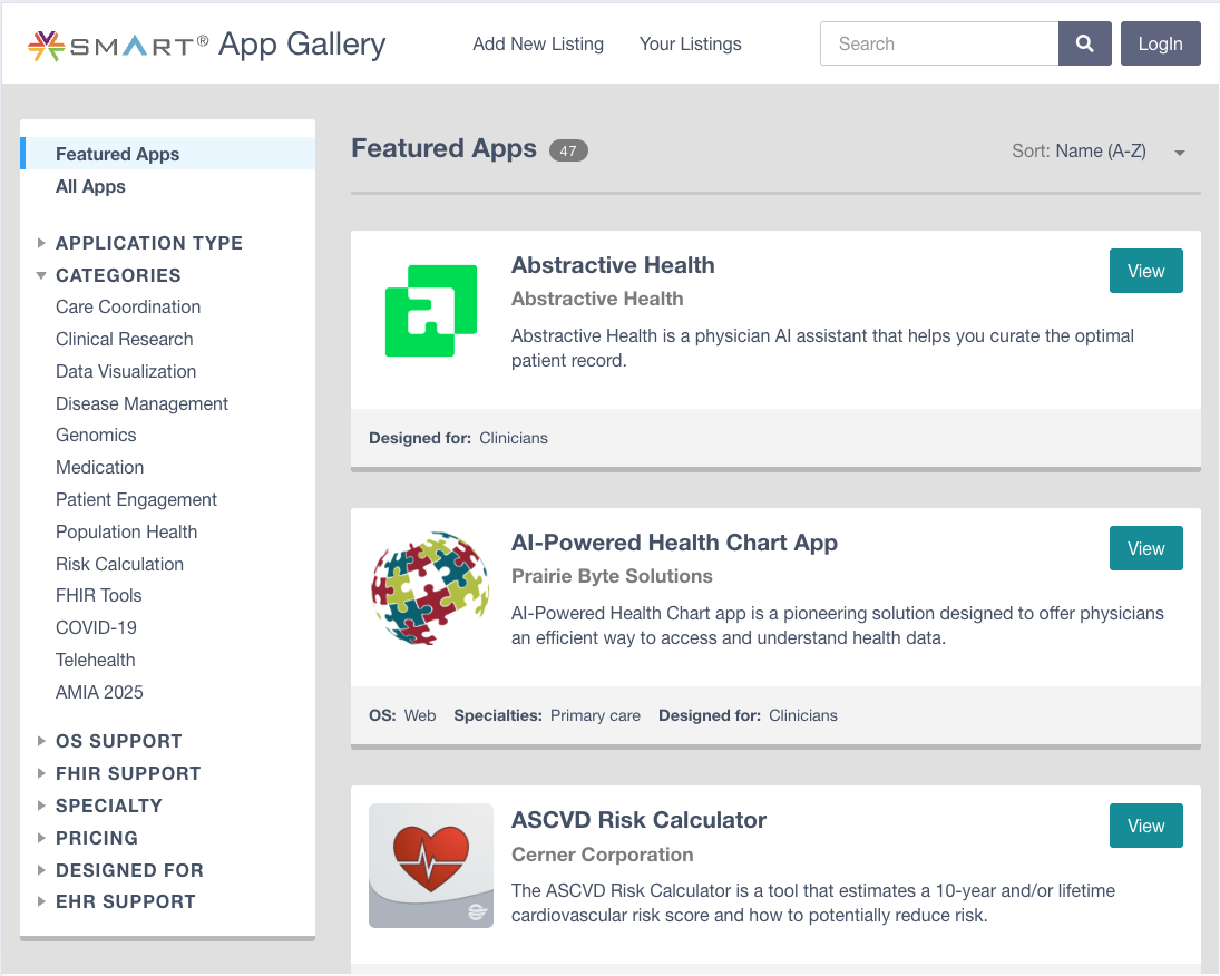 SMART on FHIR App Gallery