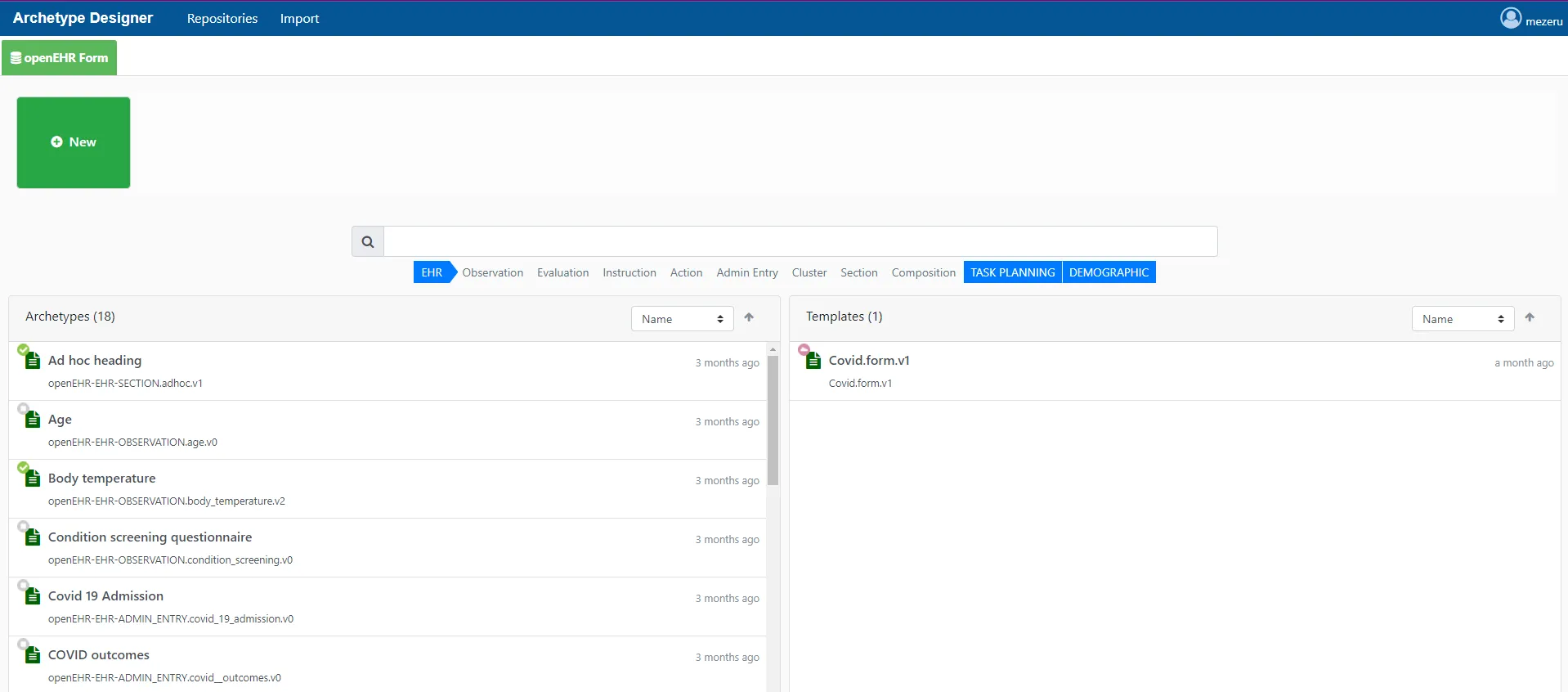 Archetypes Imported in the Repository