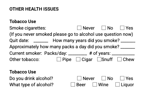 An example of a medical form