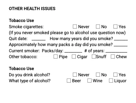 An example of a medical form