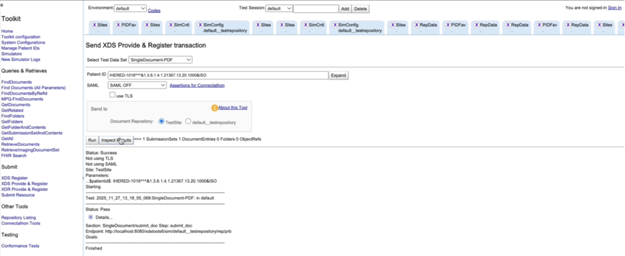 Submitting a document to XDS using ITI-41 and ITI-42
