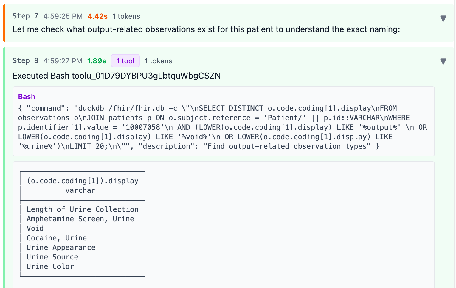 Searching for codes containing 'output', 'void', or 'urine'