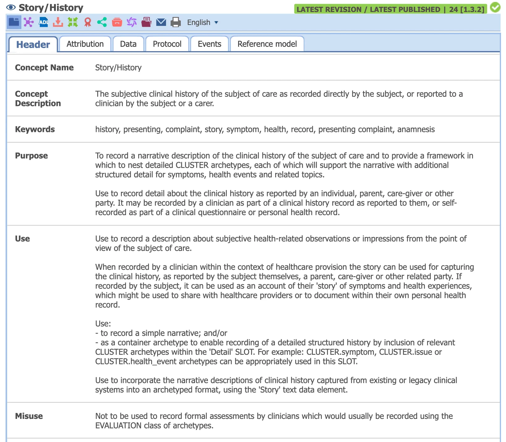 The header of the Story/History archetype