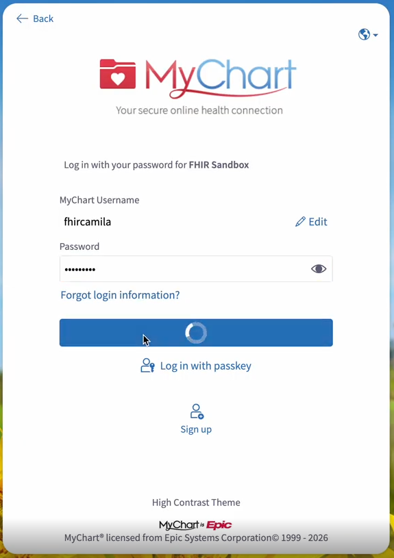 Epic MyChart Sandbox Login