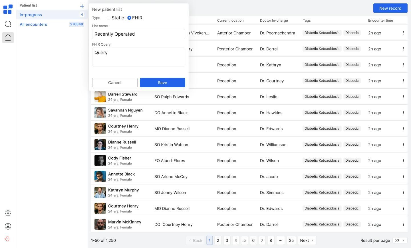 Creating new patient list