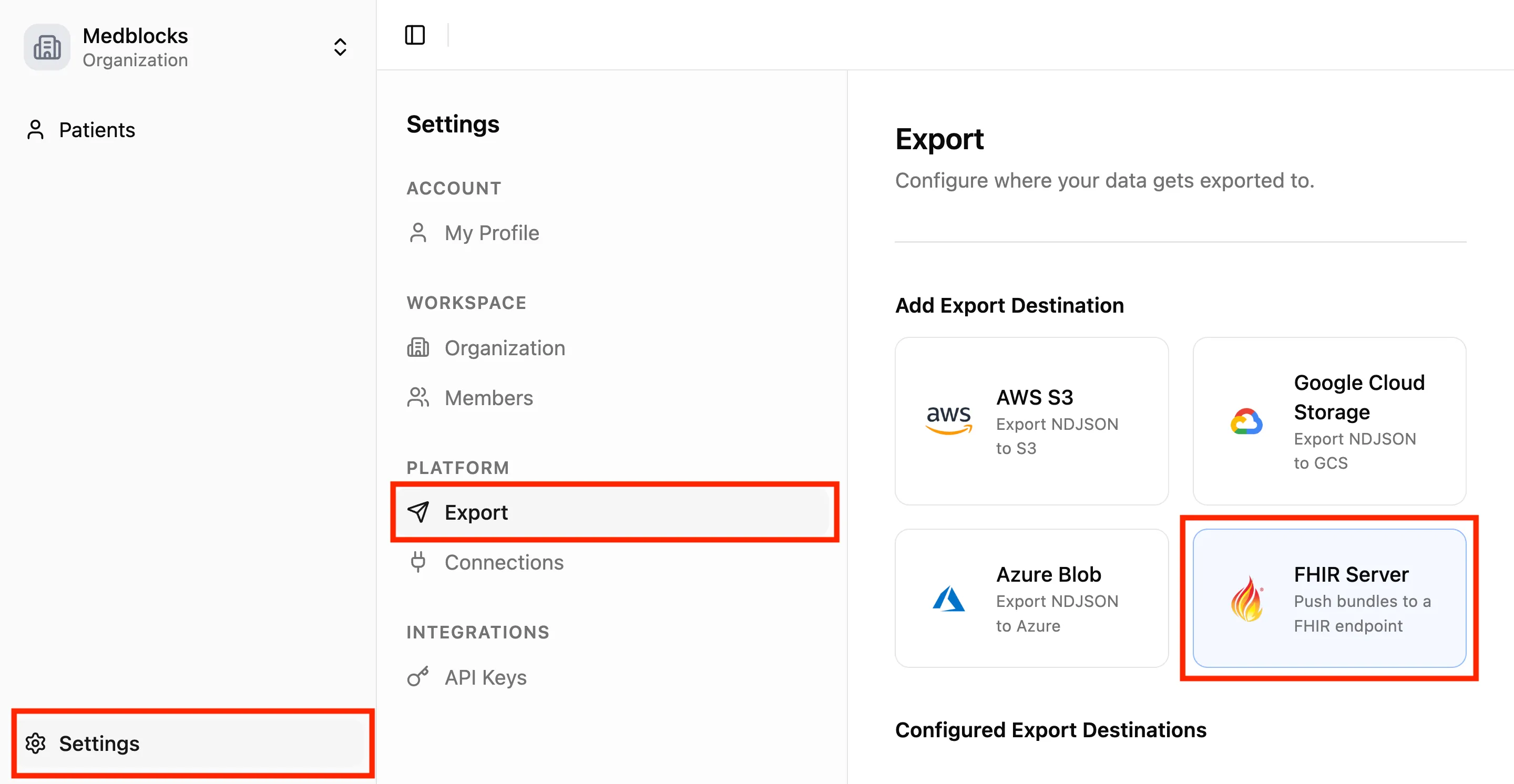 export data as fhir server
