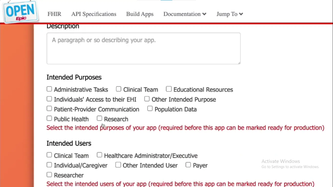 Purpose and user selection