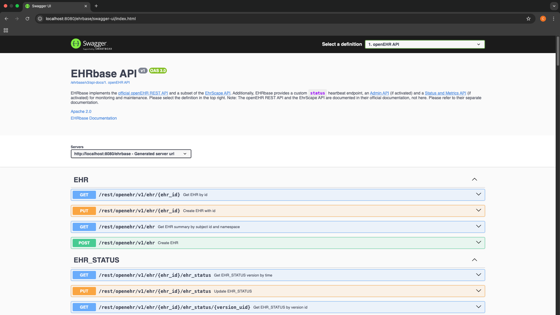 EHRbase Swagger Documentation