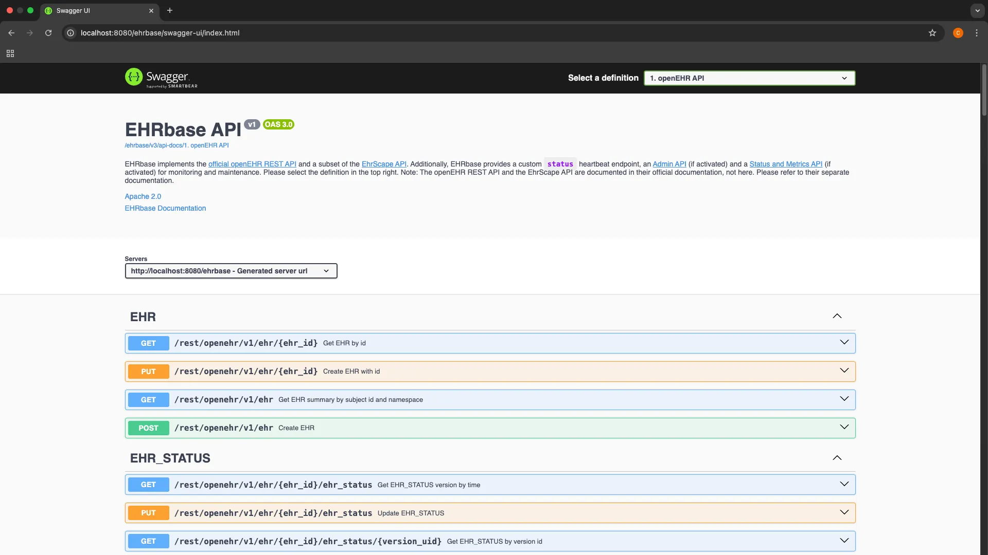 EHRbase Swagger Documentation