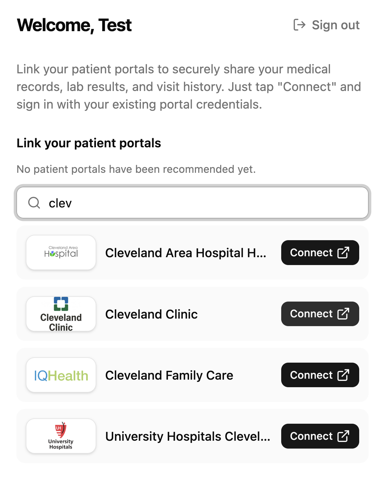 log in to EHR portals