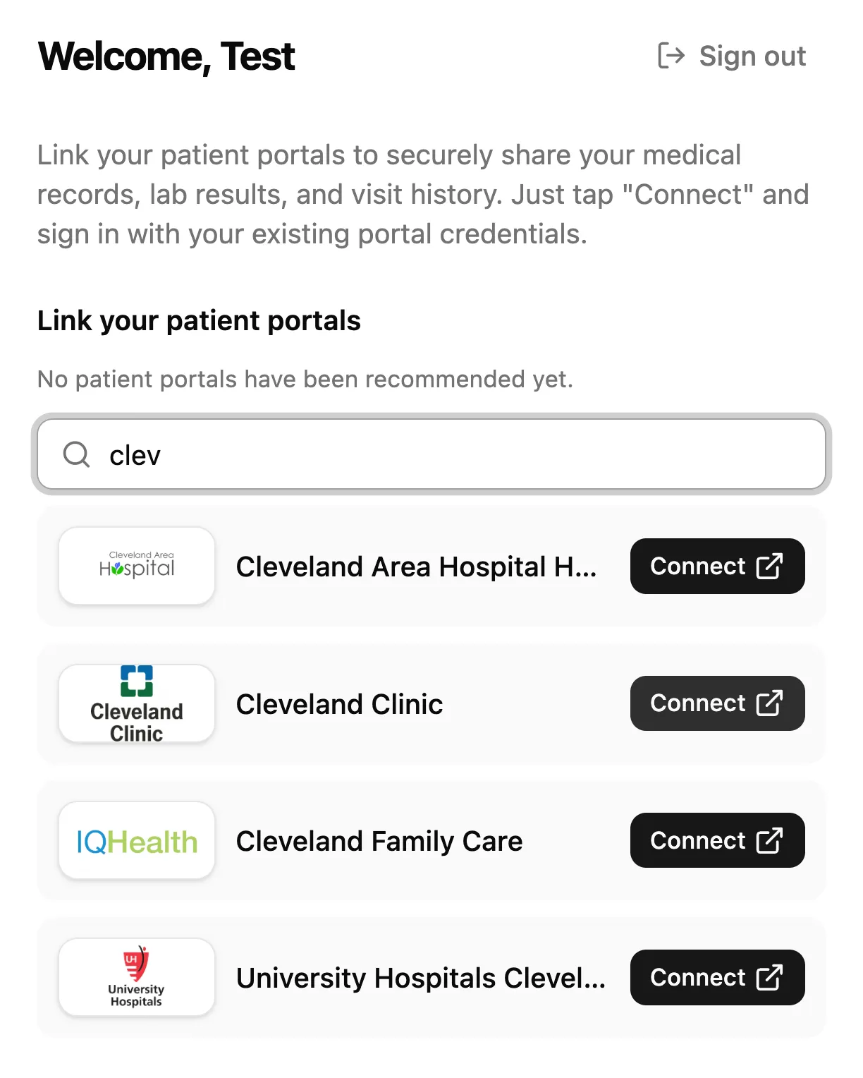 log in to EHR portals