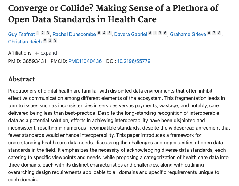 Joint paper by leaders of openEHR, OMOP, FHIR