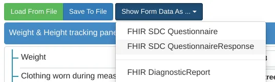 export as questionnaire response