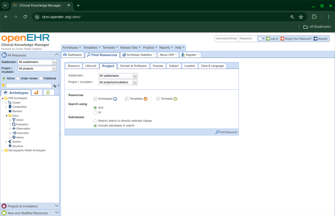 Find Resources - Project Sub Tab