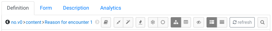 Definition panel options