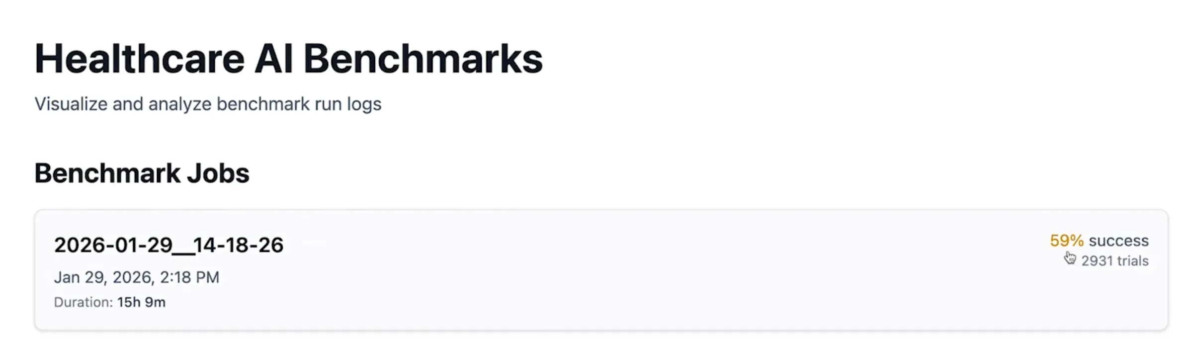 healthcare ai benchmarking test showing 59% success