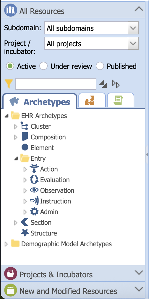All Resources panel search options