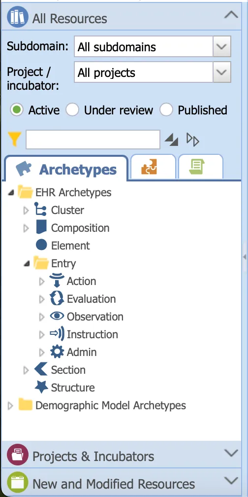All Resources panel search options