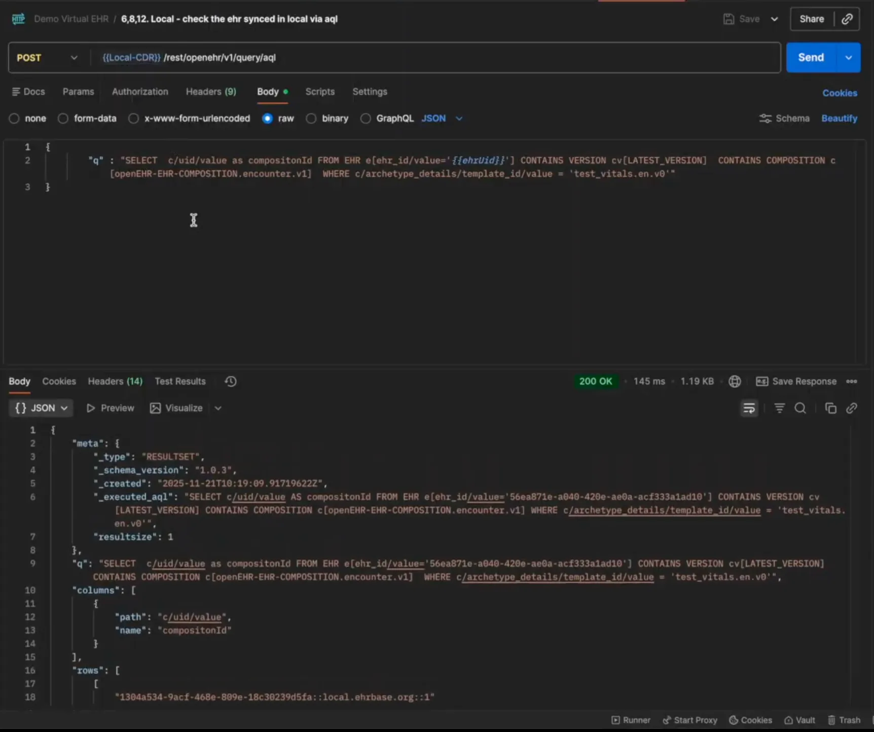 Fetch Composition in Local CDR to test the Sync Service