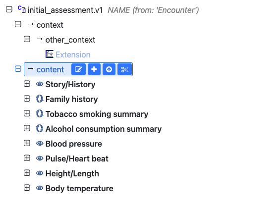 Initial assessment template with vital signs archetypes added