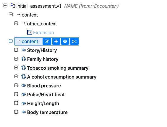 Initial assessment template with vital signs archetypes added