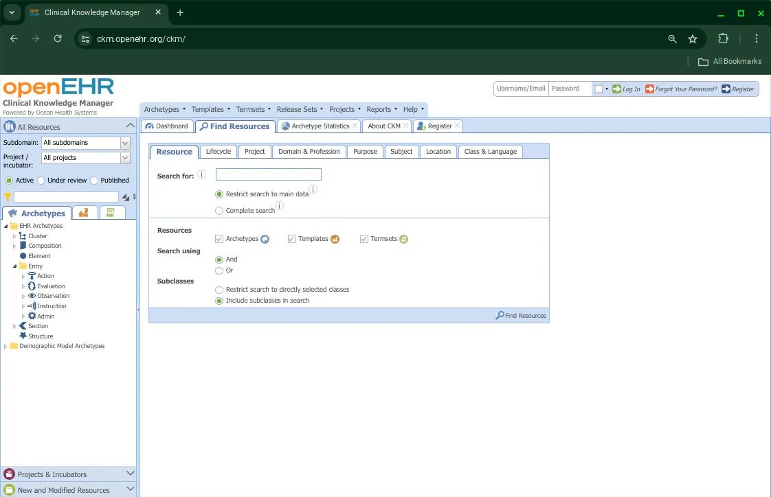 The Find Resources Tab
