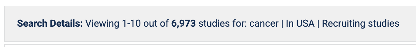 search results from clinicaltrials.gov for cancer in usa