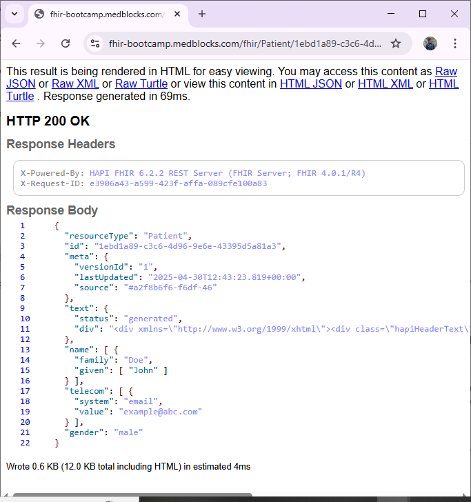 Image - create patient result on browser
