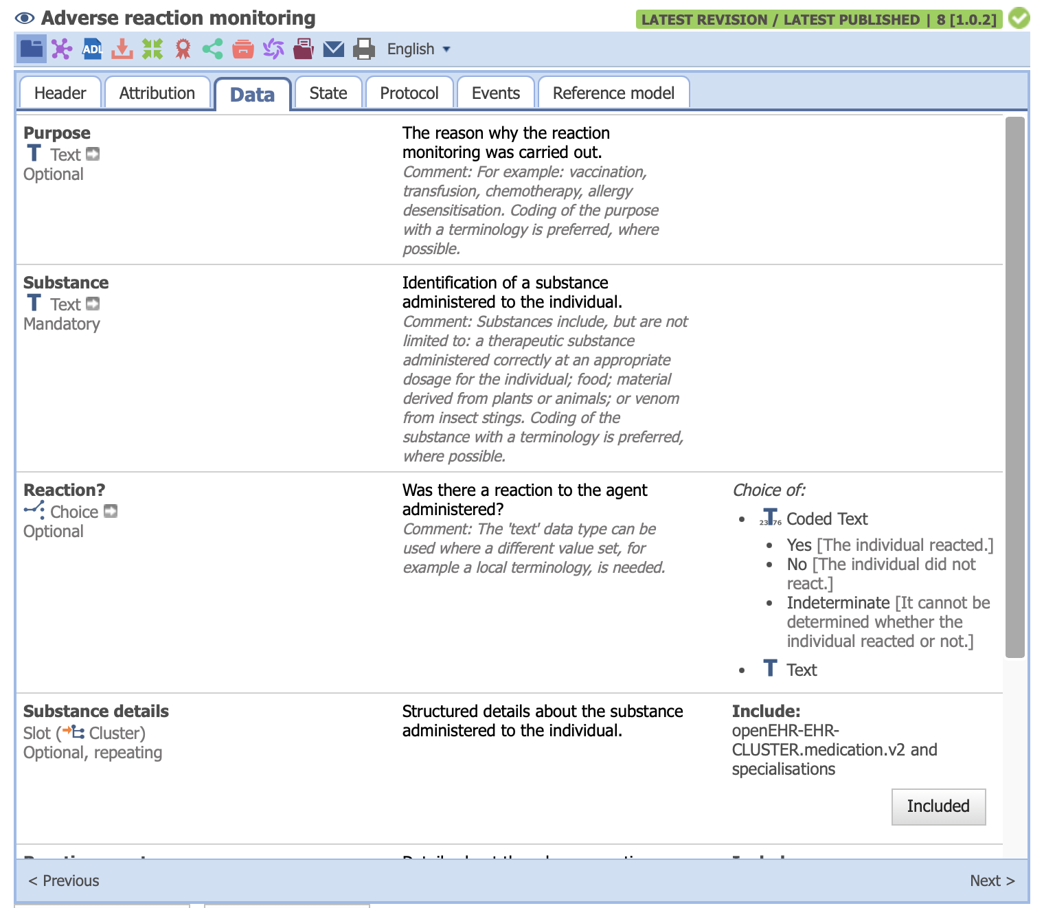 Tabbed view for archetypes