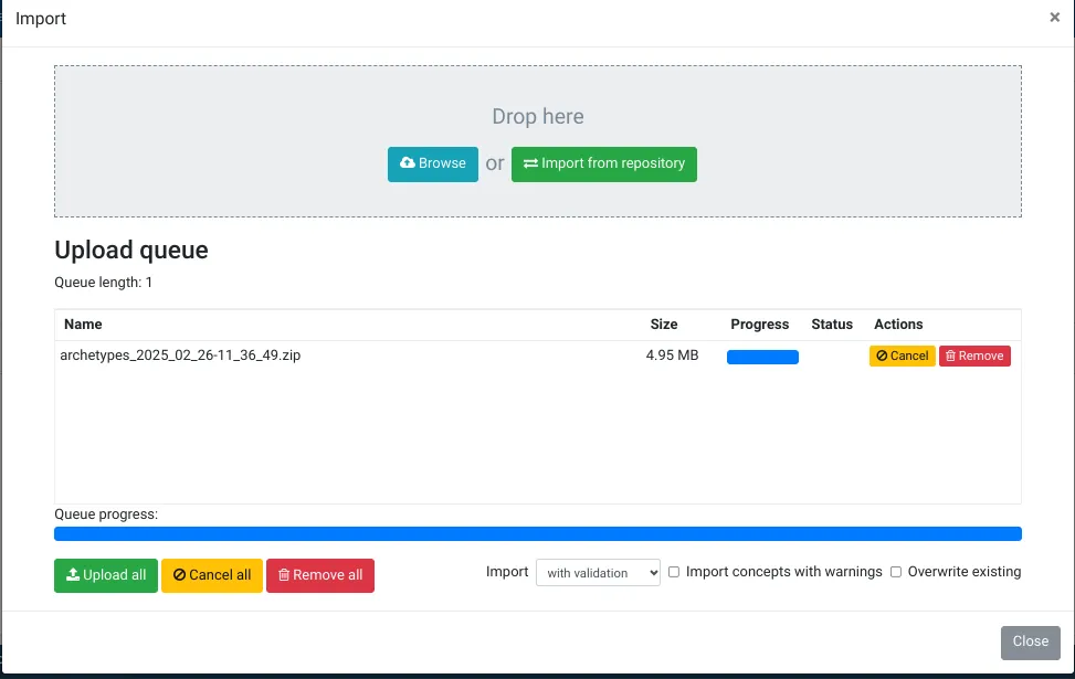 Importing archetypes