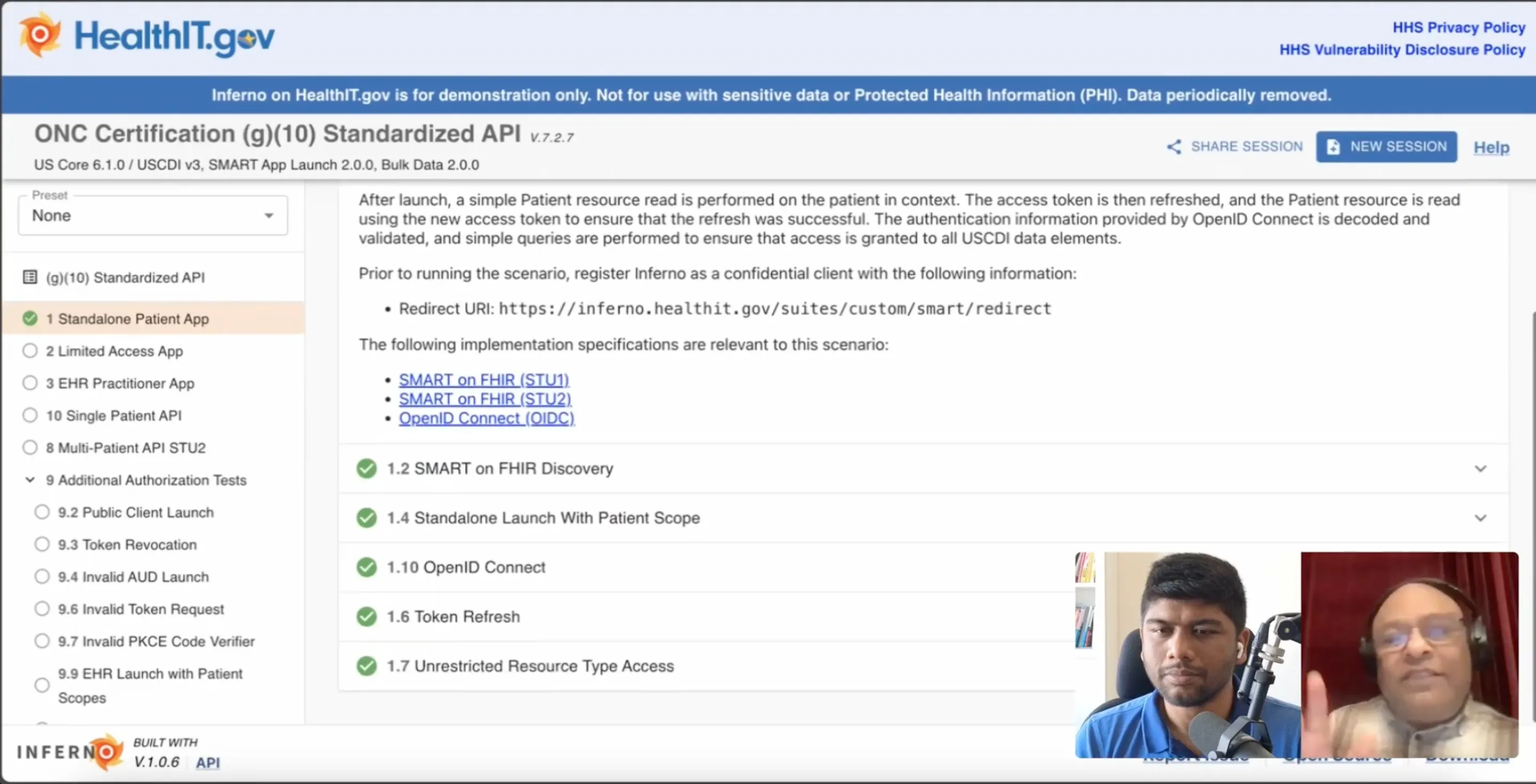 Compliance testing on inferno during the podcast
