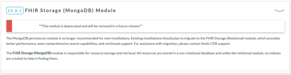 SmileCDR deprecated their FHIR on NoSQL module just 5 years after release due to performance issues