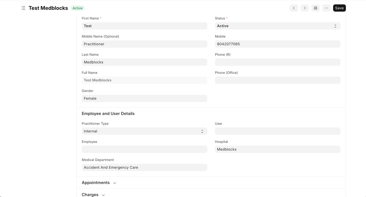 Creating Practitioner in ERPNext Healthcare